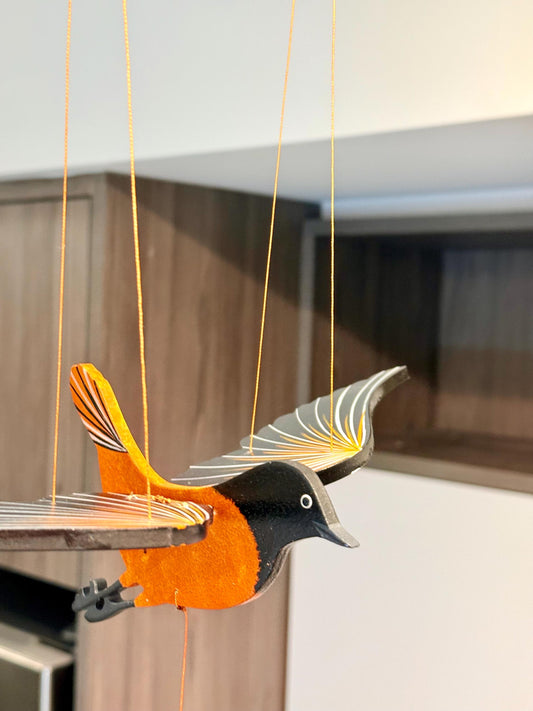 Robin Bird Orange Flying Mobile